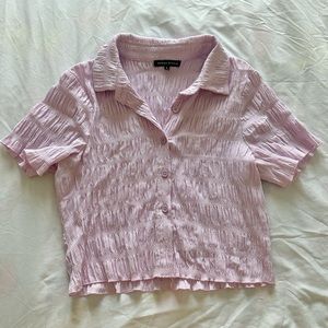 Lavender & white button up shirt/blouse